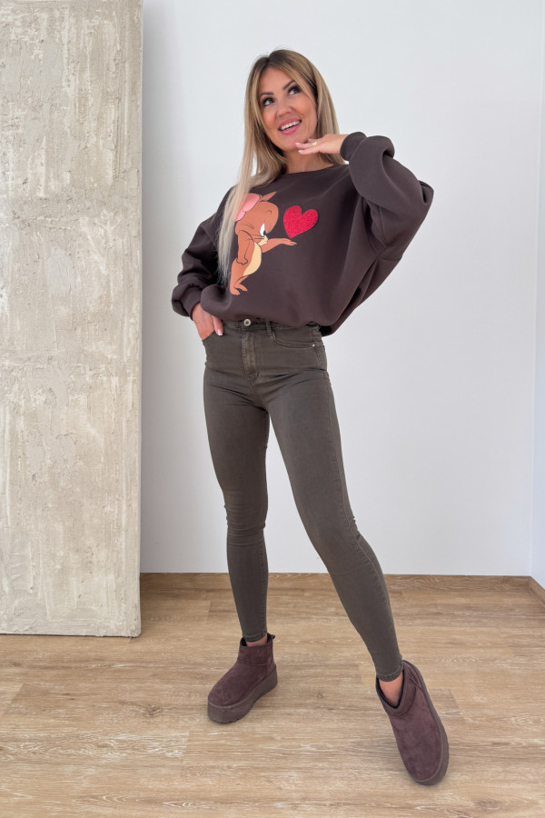 Bluza Oversizowa Jerry - Czekoladowa