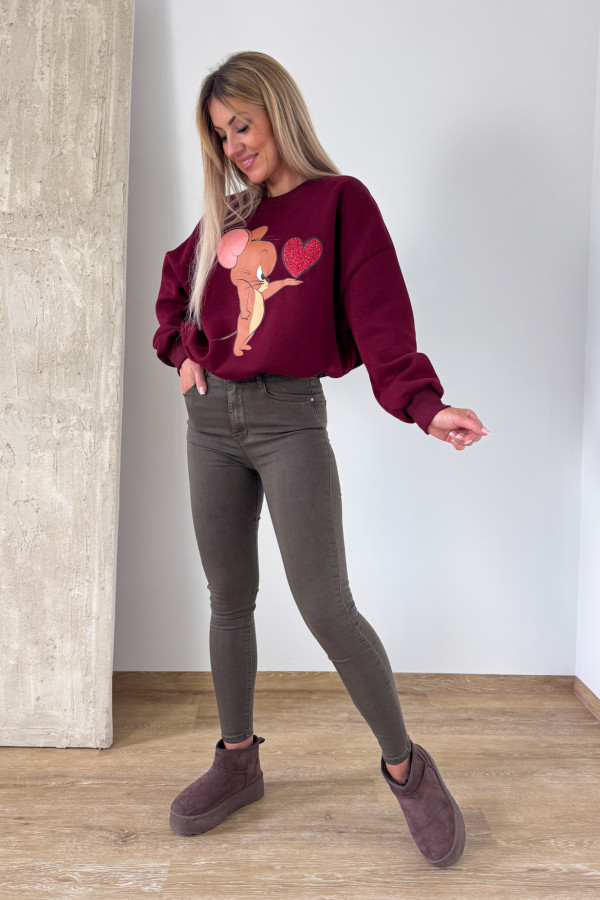 Bluza Oversizowa Jerry - Bordowa 1