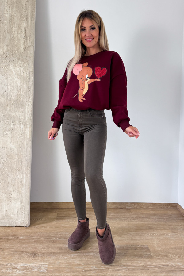 Bluza Oversizowa Jerry - Bordowa 4