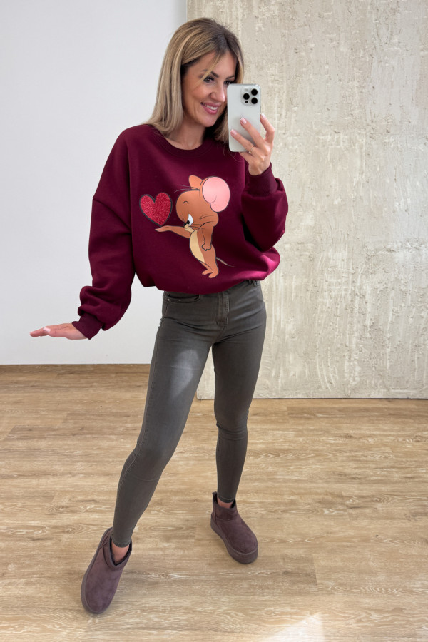 Bluza Oversizowa Jerry - Bordowa 9