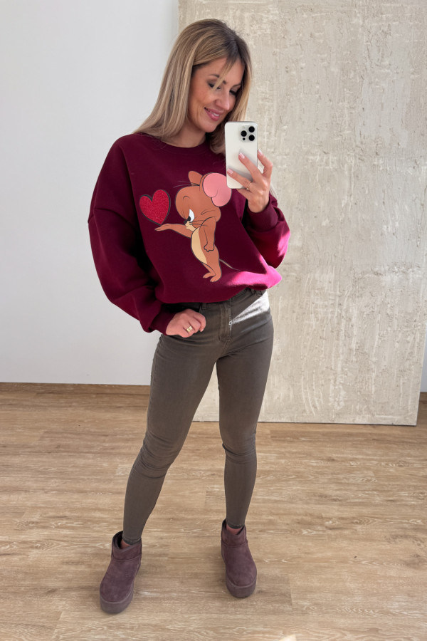 Bluza Oversizowa Jerry - Bordowa 10