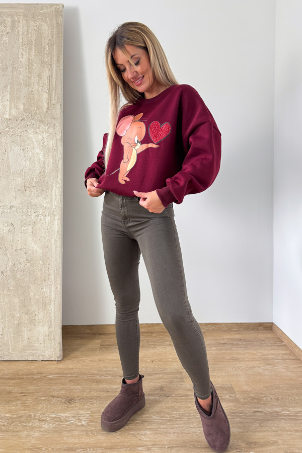 Bluza Oversizowa Jerry - Bordowa 13