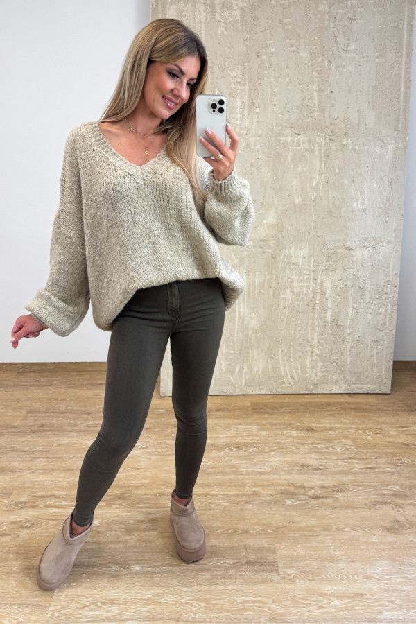 Sweter Oversize Vandetta - Beżowy 7