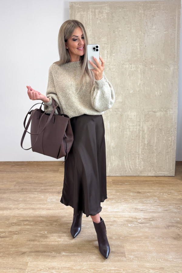 Sweter z Bufiastym Rękawem Ares - Beżowy 2