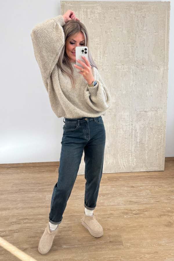 Sweter z Bufiastym Rękawem Ares - Beżowy 4