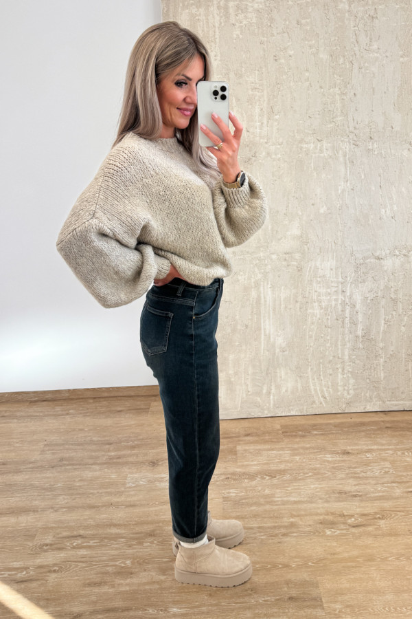 Sweter z Bufiastym Rękawem Ares - Beżowy 6