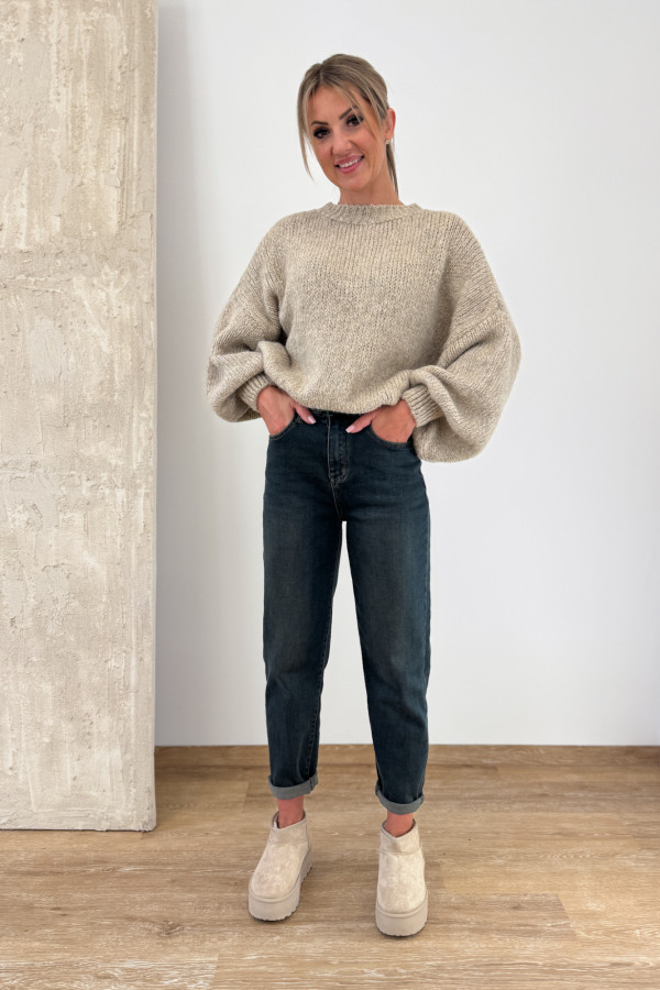Sweter z Bufiastym Rękawem Ares - Beżowy 7