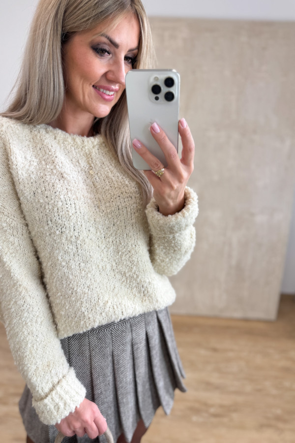 Sweter Bukla Podwinięty Mankiet Alone - Beż 2