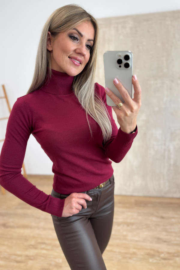 Golf z Delikatnego Sweterka Lola - Burgund 2