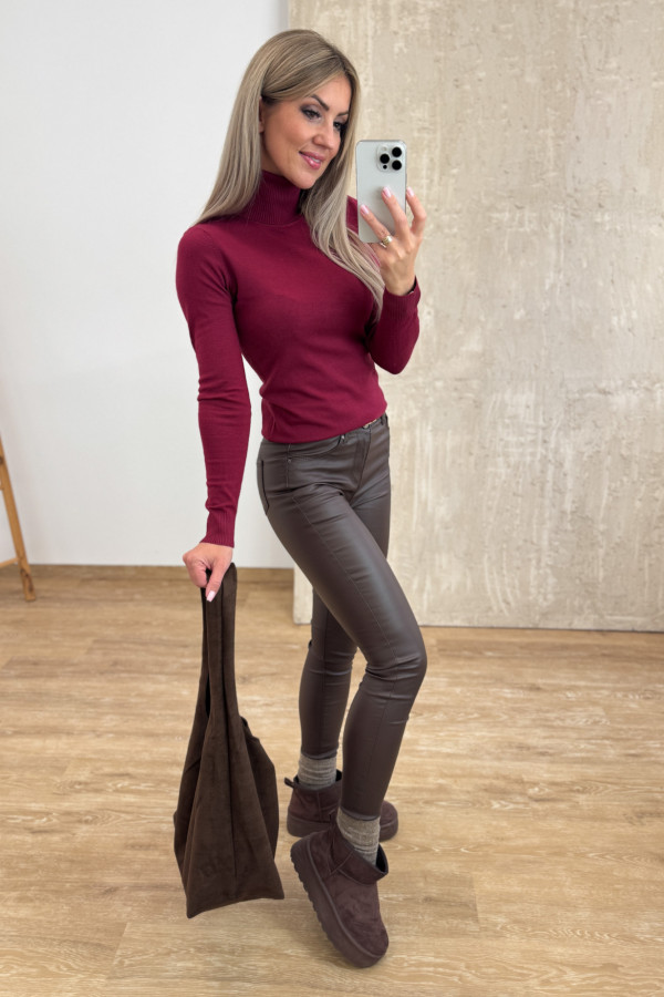 Golf z Delikatnego Sweterka Lola - Burgund 4