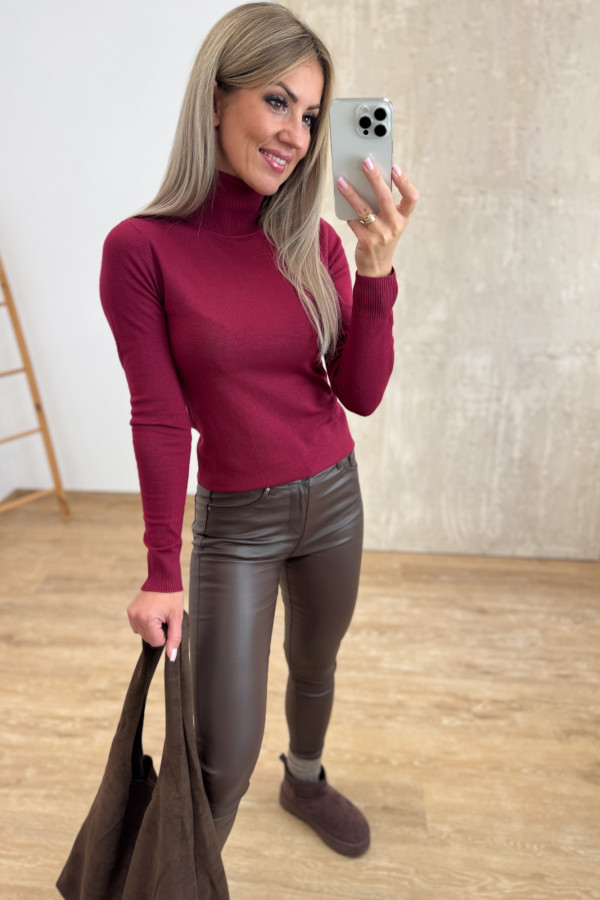 Golf z Delikatnego Sweterka Lola - Burgund 5
