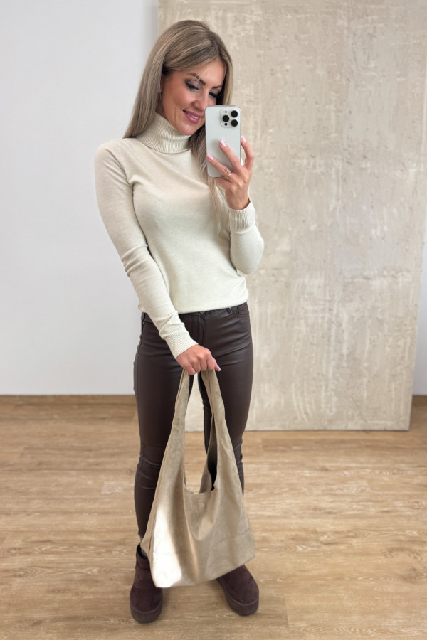 Golf z Delikatnego Sweterka Lola - Jasny Beż 8