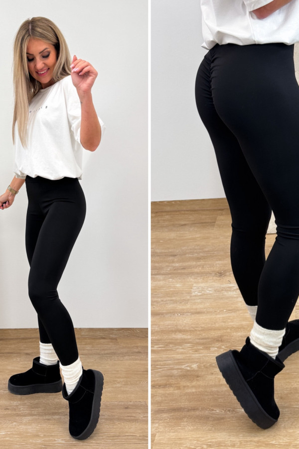 Leginsy z Marszczeniem Perfect Push Up - Czarne 1