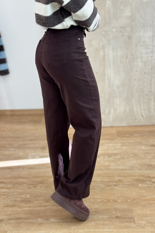 Spodnie Jeansy Wide Leg 623- Czekoladowe 3