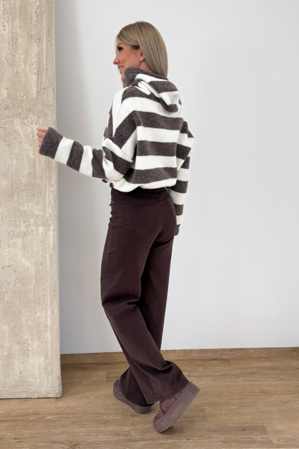 Spodnie Jeansy Wide Leg 623- Czekoladowe 8