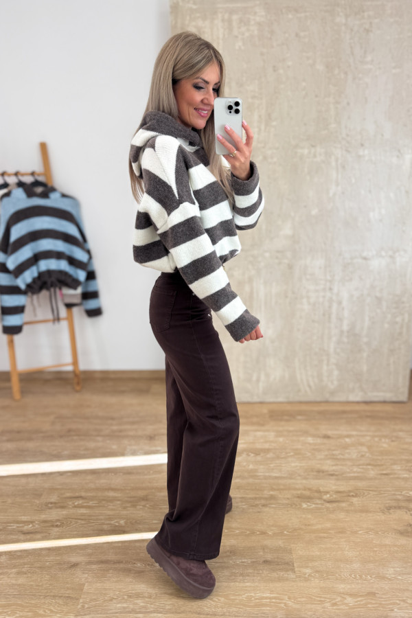 Spodnie Jeansy Wide Leg 623- Czekoladowe 10