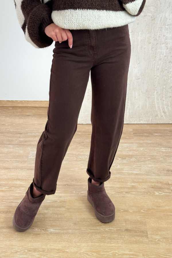 Spodnie Jeansy Balloon mod.559 - Czekoladowe 2