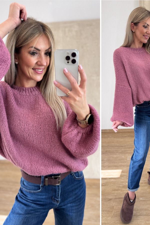 Sweter z Wełną Hagi - Wrzos 1