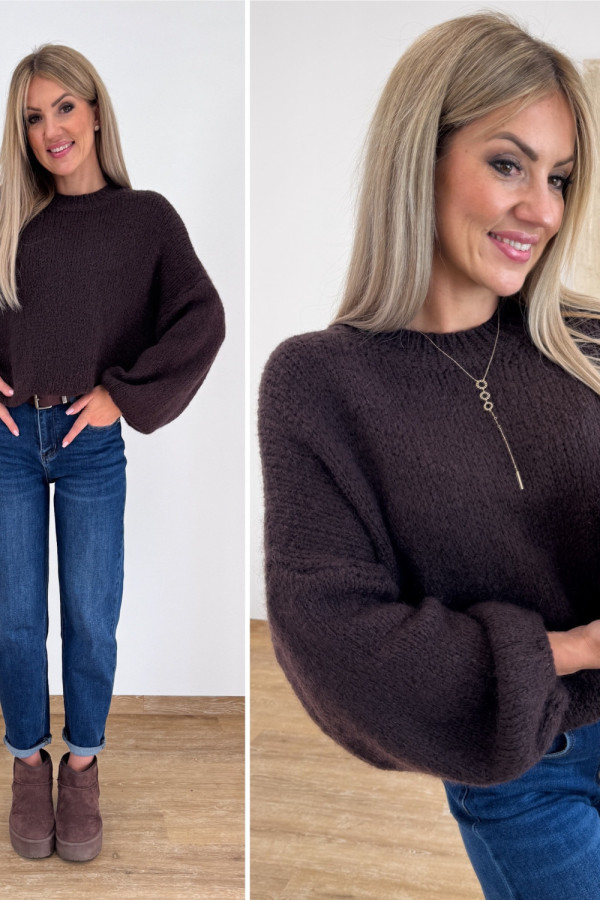 Sweter z Wełną Hagi - Czekoladowy 1