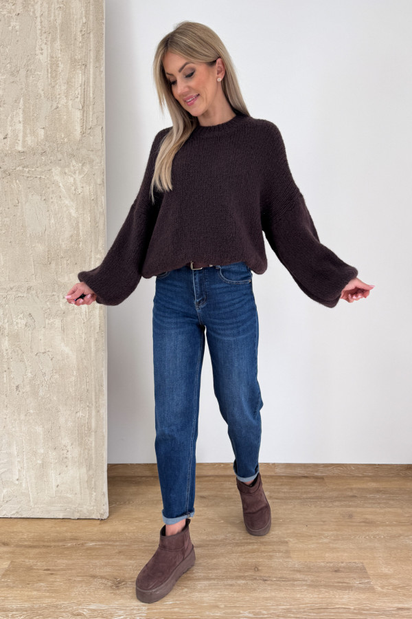 Sweter z Wełną Hagi - Czekoladowy 2