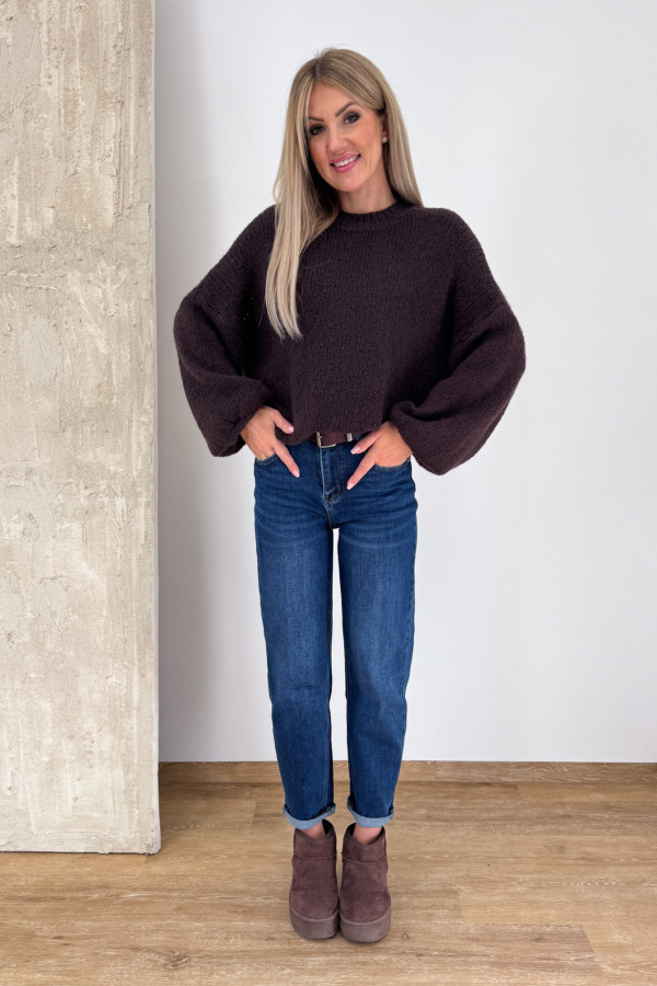 Sweter z Wełną Hagi - Czekoladowy