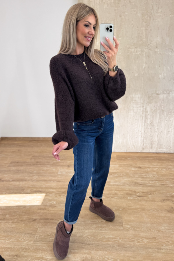 Sweter z Wełną Hagi - Czekoladowy 4
