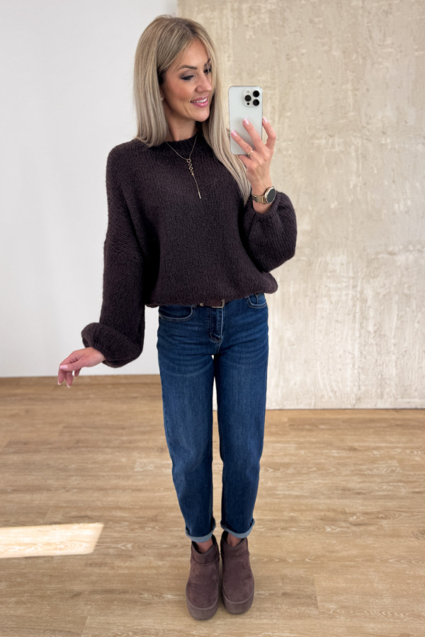Sweter z Wełną Hagi - Czekoladowy 5