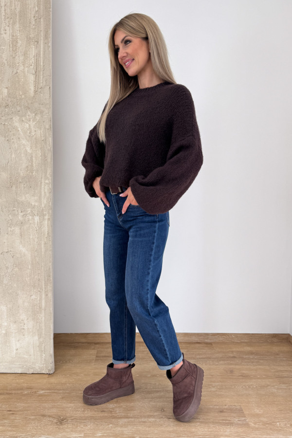 Sweter z Wełną Hagi - Czekoladowy 10