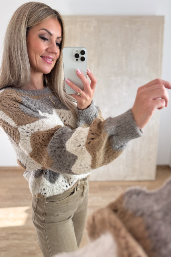 Sweter Ażurowy Lumino - Fango 3