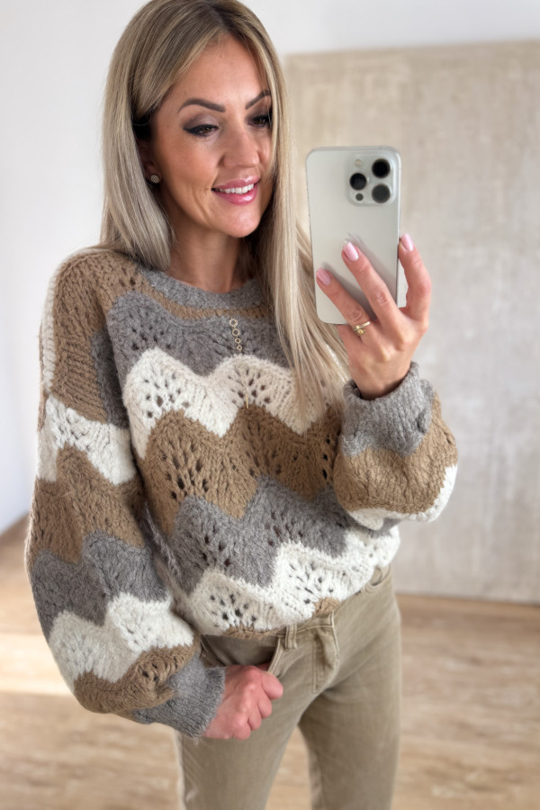 Sweter Ażurowy Lumino - Fango 4