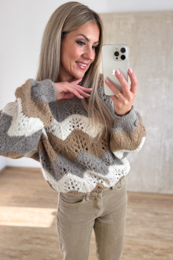 Sweter Ażurowy Lumino - Fango 5