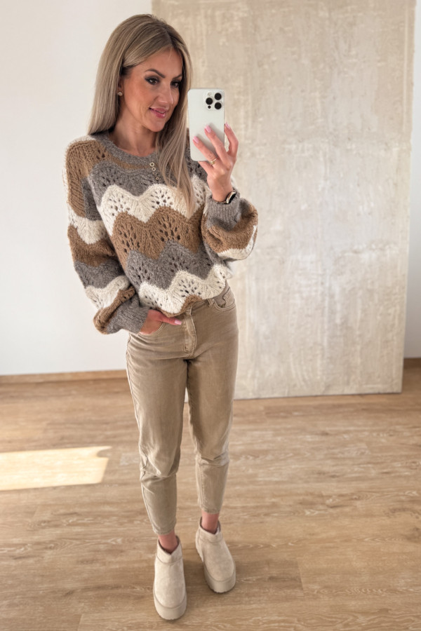 Sweter Ażurowy Lumino - Fango 7