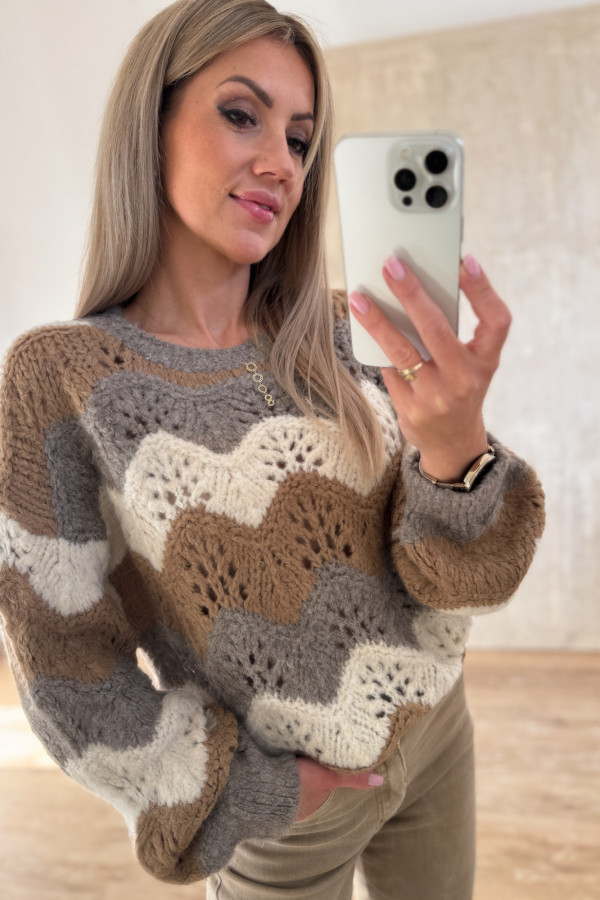 Sweter Ażurowy Lumino - Fango 8
