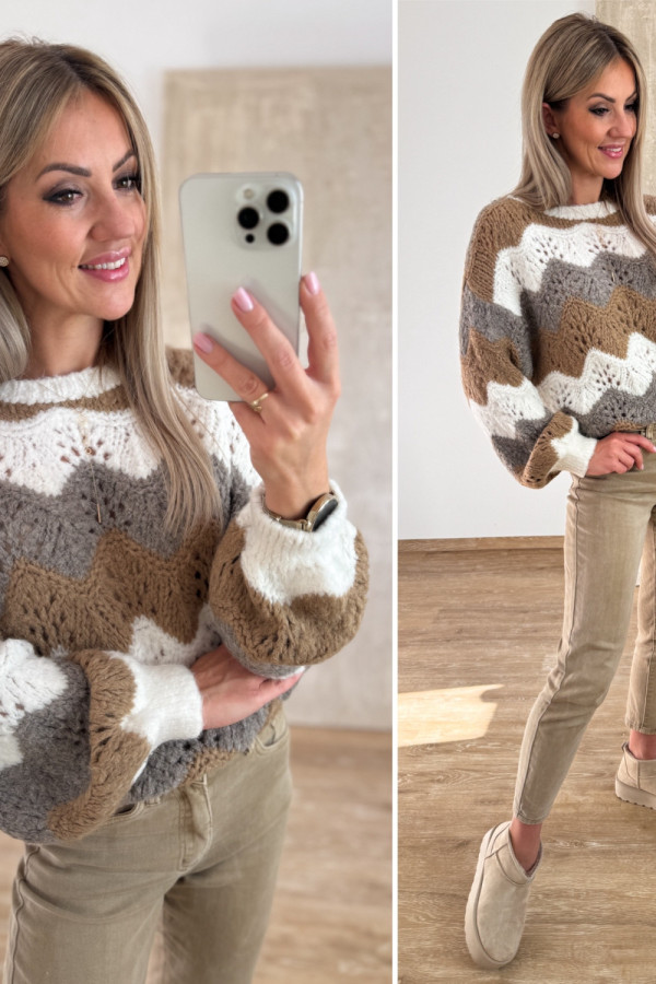 Sweter Ażurowy Lumino - Śmietanka 1