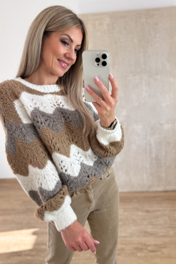 Sweter Ażurowy Lumino - Śmietanka 7