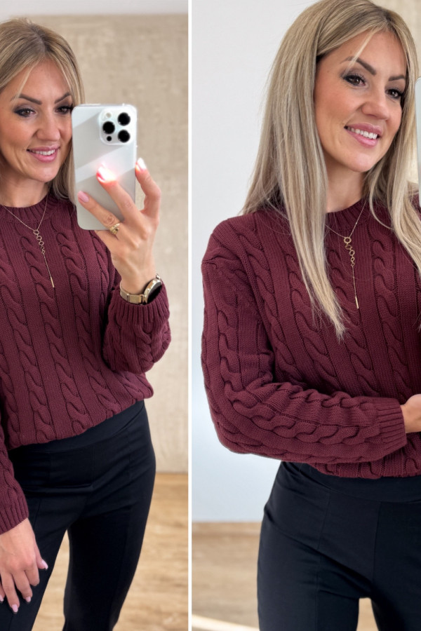 Sweter Bawełniany Craft - Bordowy 1