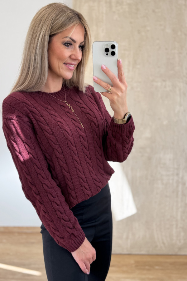 Sweter Bawełniany Craft - Bordowy 3
