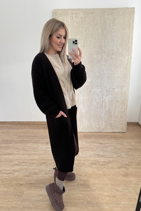 Kardigan Maxi Lamja - Gorzka Czekolada 2